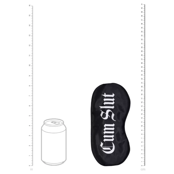 Au! - mască de ochi din satin inscripționată „Cum Slut” (neagră)