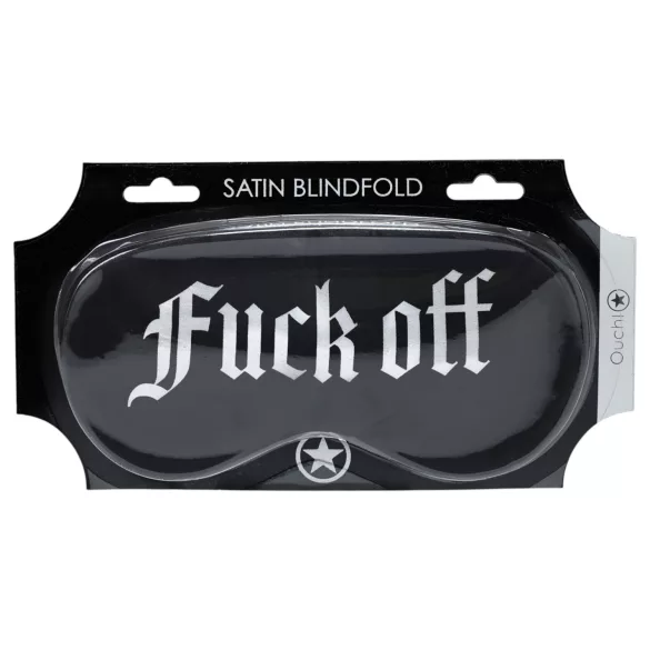 Aoleu! - mască de ochi din satin cu inscripția „Fuck Off” (neagră)