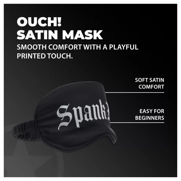 Au! - mască de ochi din satin cu inscripția „Spank Me” (negru)