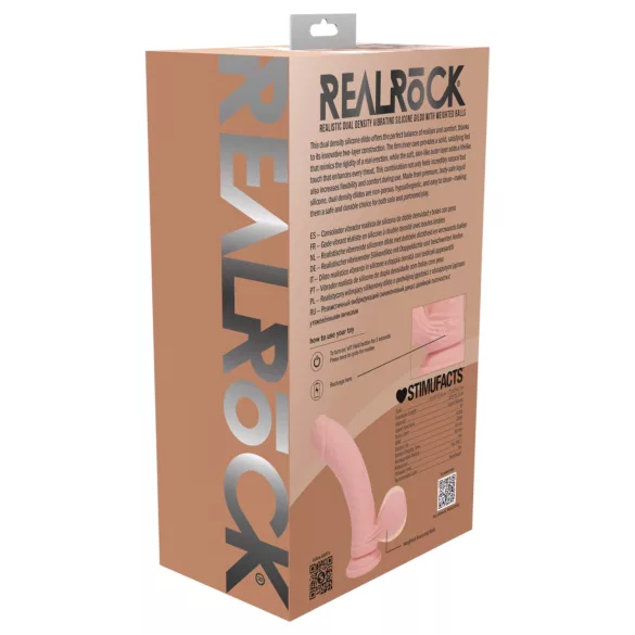 RealRock - vibrator realist cu densitate dublă (culoarea pielii) - 18 cm
