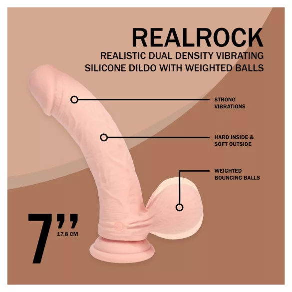 RealRock - vibrator realist cu densitate dublă (culoarea pielii) - 18 cm