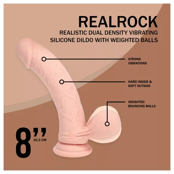 RealRock - vibrator realist cu densitate dublă (culoarea pielii) - 20 cm