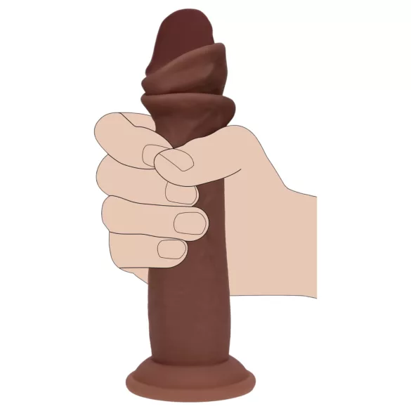 RealRock - dildo realist cu densitate dublă (maro) - 15,5 cm