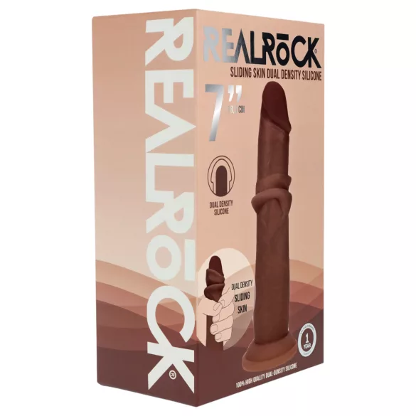 RealRock - dildo realist cu densitate dublă (maro) - 18,5 cm
