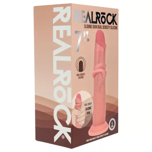 RealRock - dildo realist cu densitate dublă (culoarea pielii) - 18,5 cm