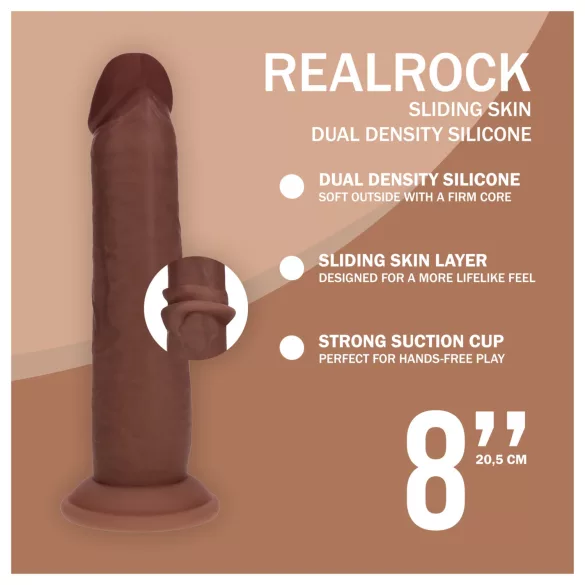RealRock - dildo realist cu densitate dublă (maro) - 20,5 cm