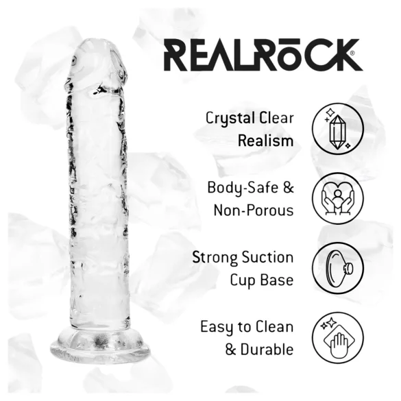 RealRock - dildo realist cu ventuză (transparent) - 12,7 cm