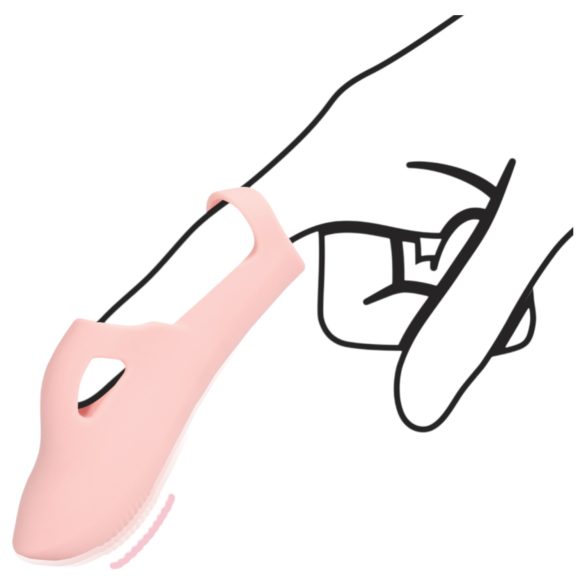 Loveline - vibrator deget cu nervuri (roz)