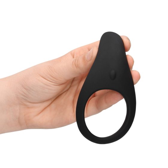 Loveline - inel pentru penis și testicule cu vibrații, cu baterie, de lungă durată (negru)
