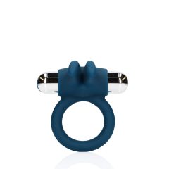   Loveline - Inel pentru penis cu vibrator, reincarcabil și stimulator clitoridian în formă de iepure (albastru)