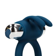   Loveline - Inel pentru penis cu vibrator, reincarcabil și stimulator clitoridian în formă de iepure (albastru)