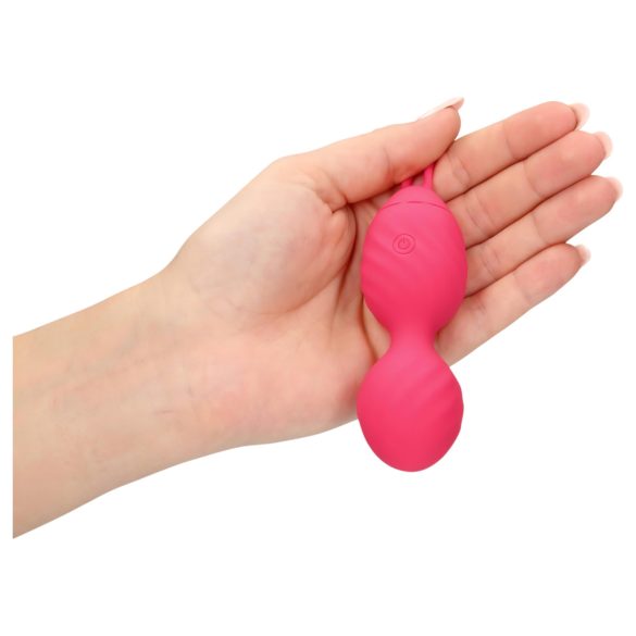Loveline - bilă vaginală vibrator cu textură ondulată - roz