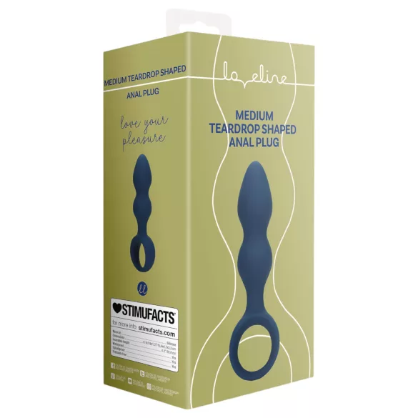 Loveline - dildo anal cu inel - mărime medie - albastru