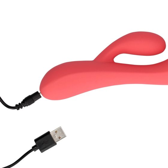 Loveline - vibrator cu stimulator clitoridian, impermeabil, cu baterie reincarcabila (roz)