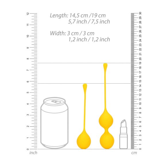 Loveline - set bile vaginale silicon - 2 piese - galben