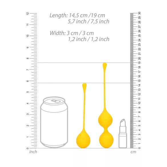 Loveline - set bile vaginale silicon - 2 piese - galben