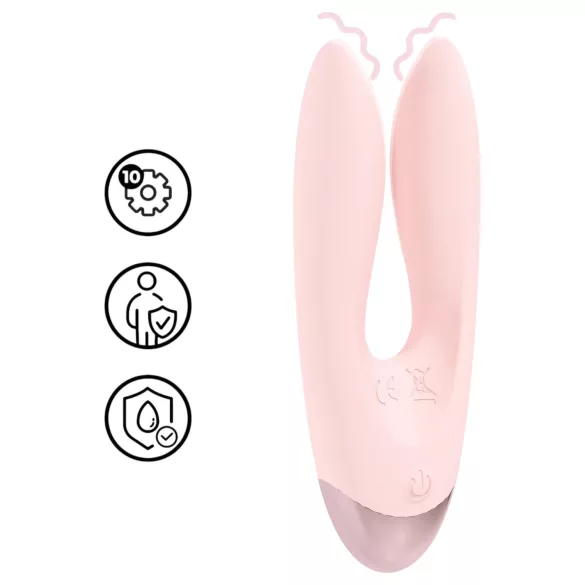 Loveline Amour - vibrator dublu braț - stimulare dublă - silicon roz