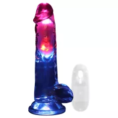 REALROCK - vibrator cu testicule - luminos - 20cm