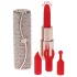 Loveline Candy - vibrator tip ruj cu 4 capete interschimbabile (roz)