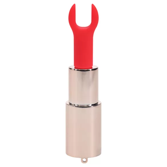 Loveline Candy - vibrator tip ruj cu 4 capete interschimbabile (roz)