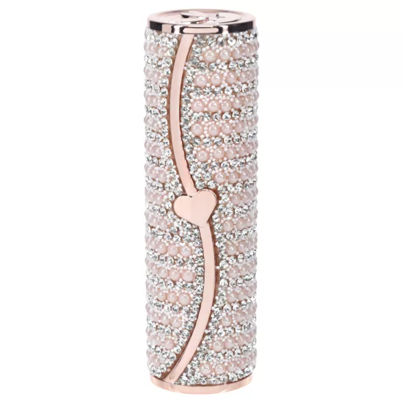 Loveline Candy - vibrator tip ruj cu 4 capete interschimbabile (roz)