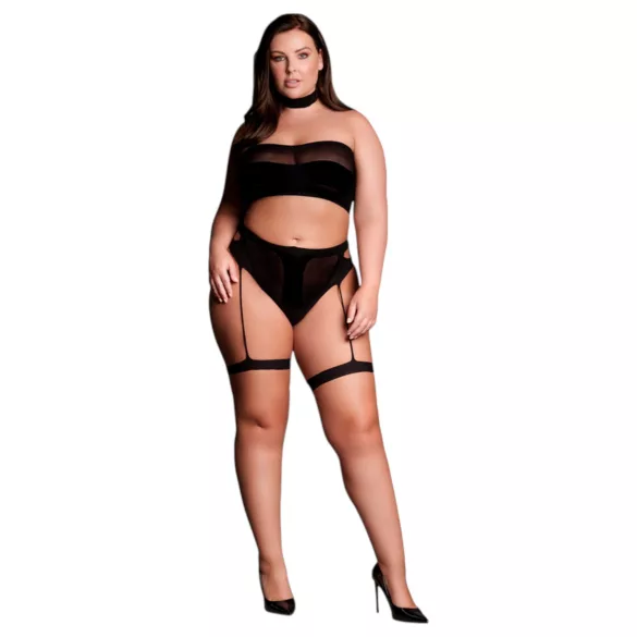 Le Désir - Set lenjerie plus size 3 piese - negru (XL-4XL)
