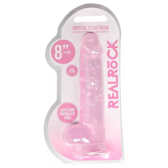 RealRock - dildo realist transparent - roz - 19cm