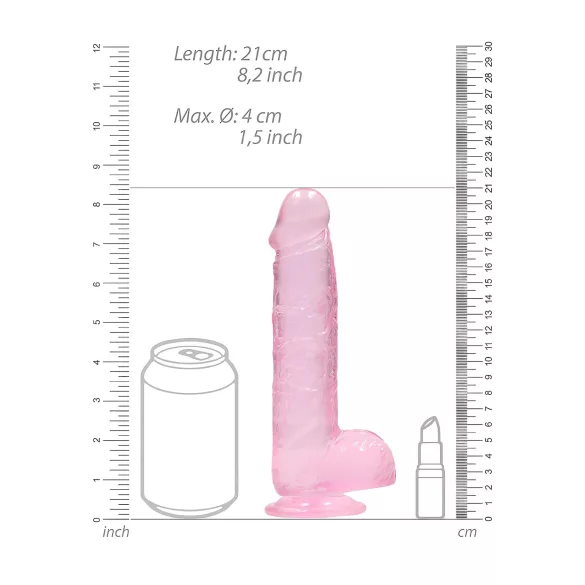 RealRock - dildo realist transparent - roz - 19cm