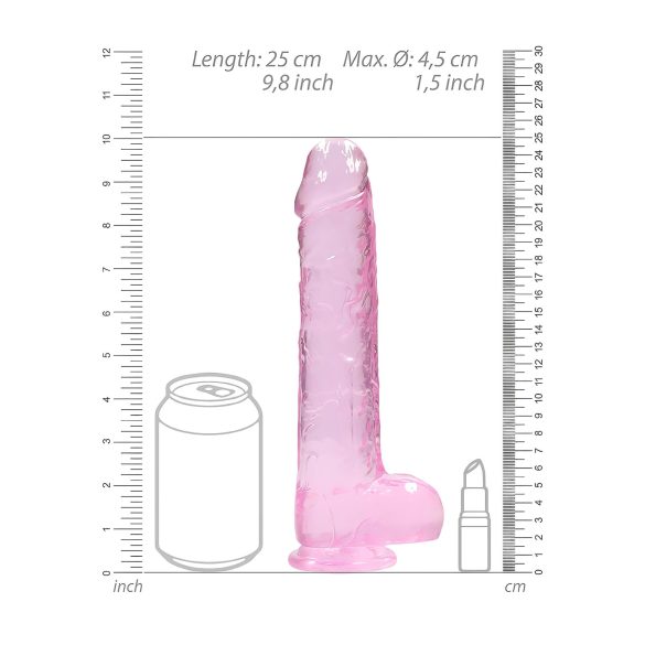 RealRock - dildo realist transparent - roz - 22cm