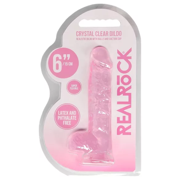 RealRock - dildo realist transparent - roz 15cm