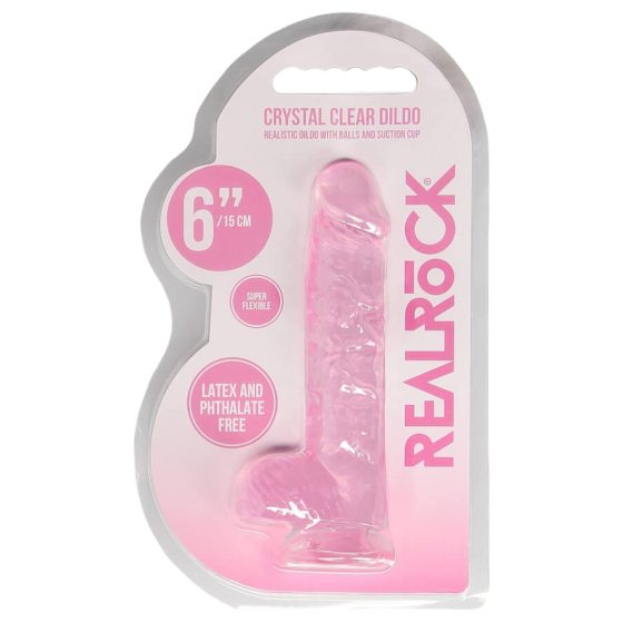 REALROCK - dildo transparent, ultra-realist - roz (15cm)