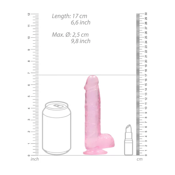 RealRock - dildo realist transparent - roz 15cm