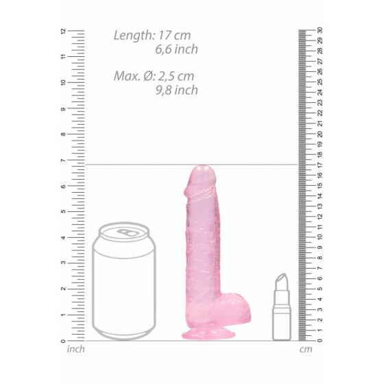 REALROCK - dildo transparent, ultra-realist - roz (15cm)