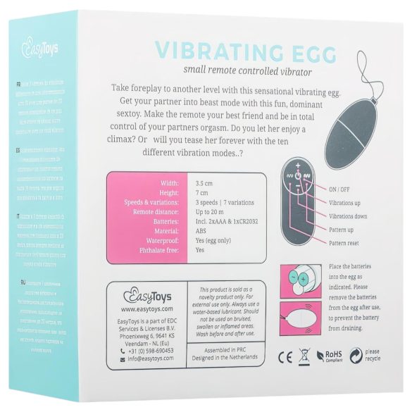 Easytoys - Ou vibrator cu telecomandă 7 mode - roz