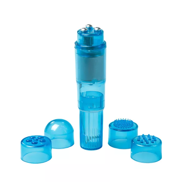 Easytoys - mini vibrator cu set accesorii - albastru (5 piese)