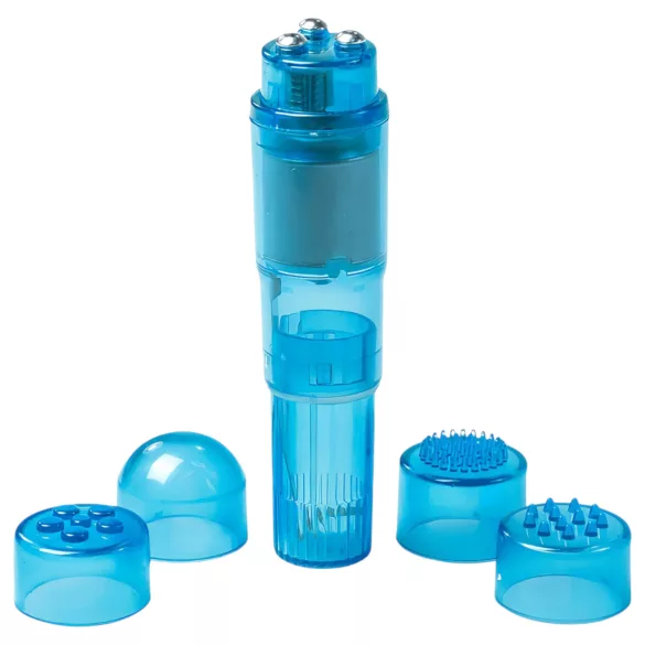 Easytoys - mini vibrator cu set accesorii - albastru (5 piese)
