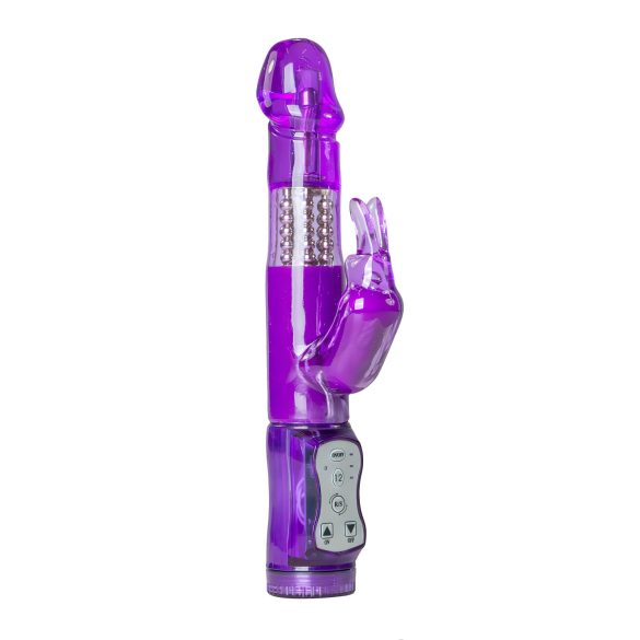 Easytoys Rabbit - vibrator rotativ cu biluțe și braț pentru clitoris - mov