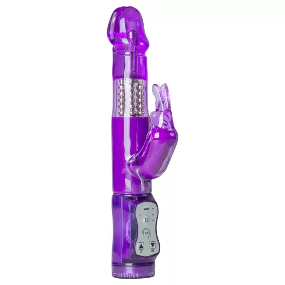 Easytoys Rabbit - vibrator rotativ cu biluțe și braț pentru clitoris - mov