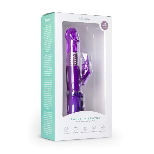 Easytoys Rabbit - vibrator rotativ cu biluțe și braț pentru clitoris - mov