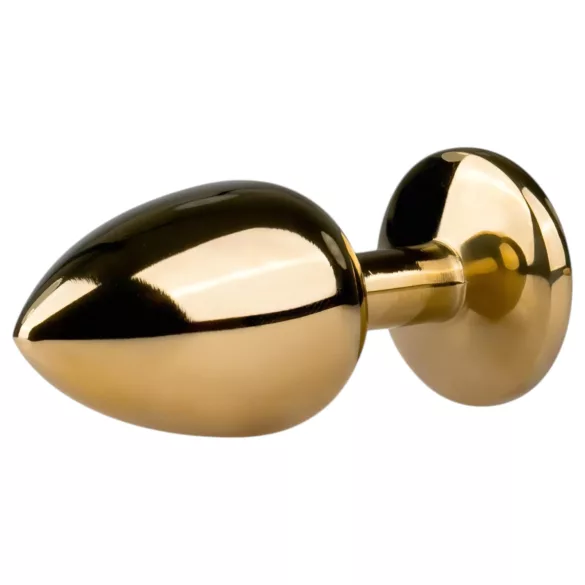 EasyToys Metal No.1 - dop anal în formă de con cu piatră mov (auriu, 2,5 cm)