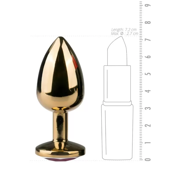 EasyToys Metal No.1 - dop anal în formă de con cu piatră mov (auriu, 2,5 cm)