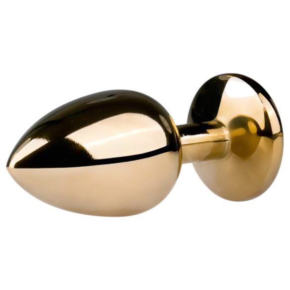 Easytoys Metal No.1 - dop anal con formă de con, cu piatră albă - auriu (2,5 cm)