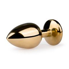   Easytoys Metal No.1 - dildo anal conic cu piatră albă - auriu (2,5cm)