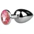 EasyToys Metal No.1 - dop anal în formă de con cu piatră roz (argintiu, 2,7 cm)