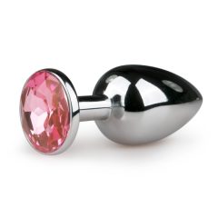   Easytoys Metal No.1 - dildo anal cu pietre roz - argintiu (2,7cm)