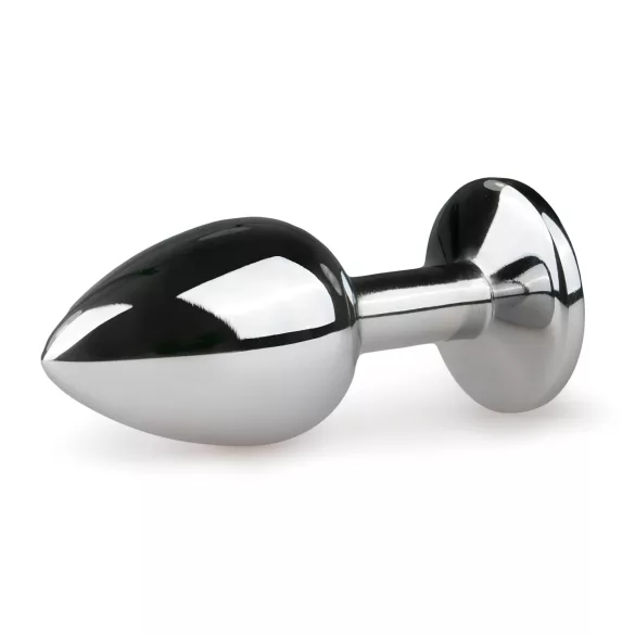 EasyToys Metal No.1 - dop anal în formă de con cu piatră roz (argintiu, 2,7 cm)