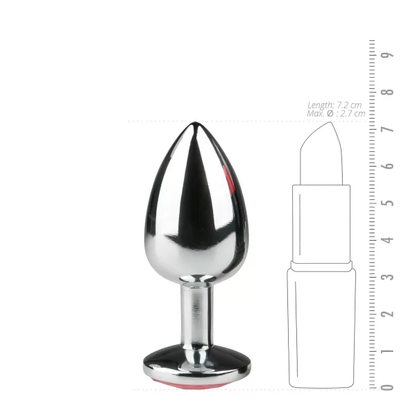 EasyToys Metal No.1 - dop anal în formă de con cu piatră roz (argintiu, 2,7 cm)