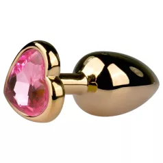 Easytoys - dop anal metalic - cu cristal roz auriu - 2,5cm