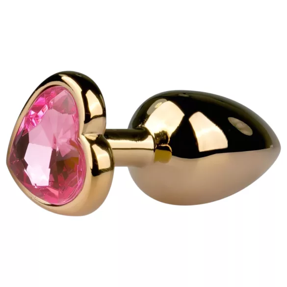 Easytoys - dop anal metalic - cu cristal roz auriu - 2,5cm