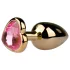 Easytoys - dop anal metalic - cu cristal roz auriu - 2,5cm